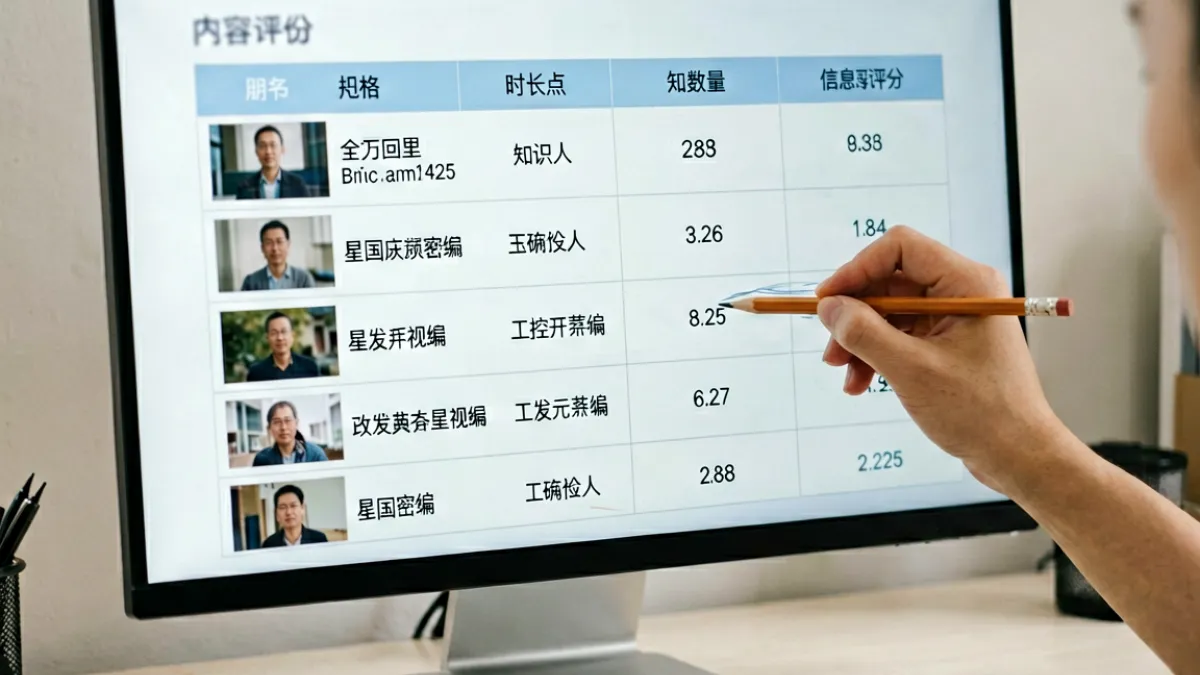 射精视频科普内容信息密度评分示意——编辑用量化方式评估每分钟知识点密度的工作界面